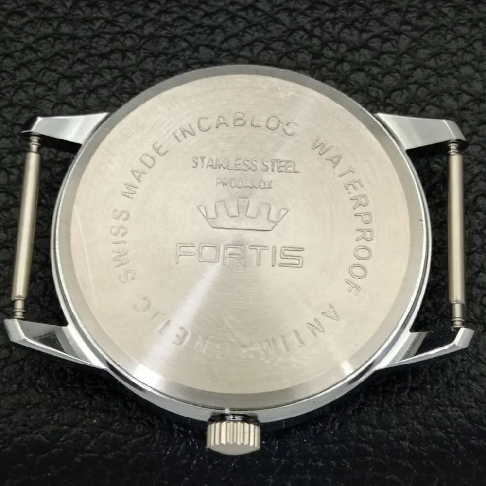 Vintage 1987 Fortis Manual Mens Silver Watch W/Nato Strap & Black accents